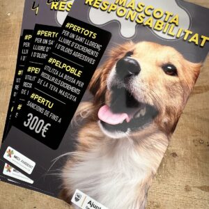 Flyer de campanya sobre mascotes imprès a tot color