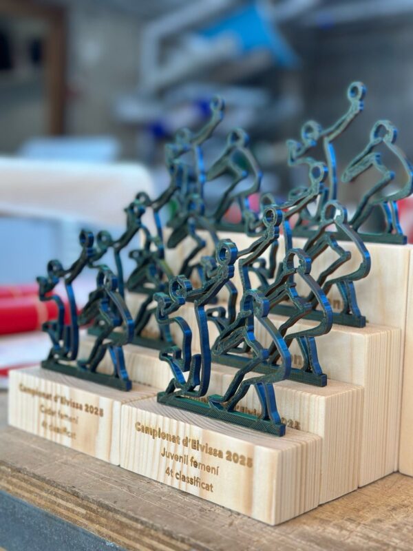 Conjunt de trofeus personalitzats en grada